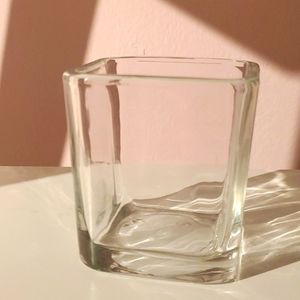 Glass square votive vessel with box